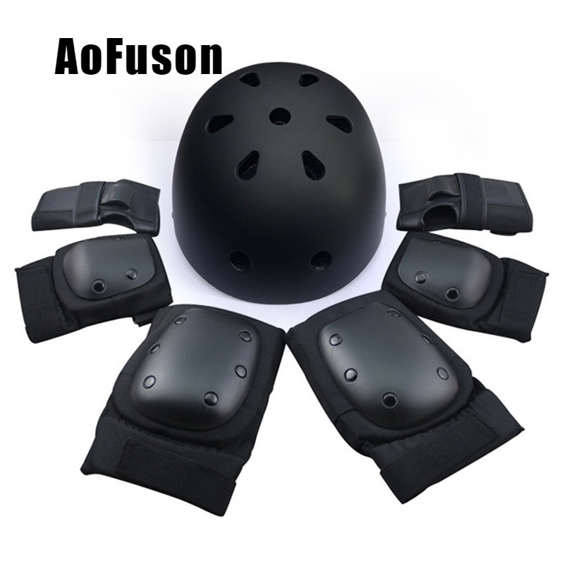 Kids Adult 7pcs/set Skating Protective Gear Elbow Knee Pads Helmet Skateboard Ice Skating Roller Knee Protector Sports Safe