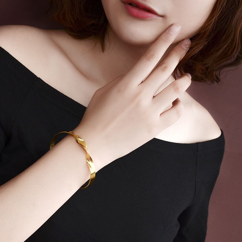 Kshmir2020curvilinear design simples pulseira feminina pulseiras vintage ouro brilhante feminino pulseiras de cobre pulseiras de metal torcido