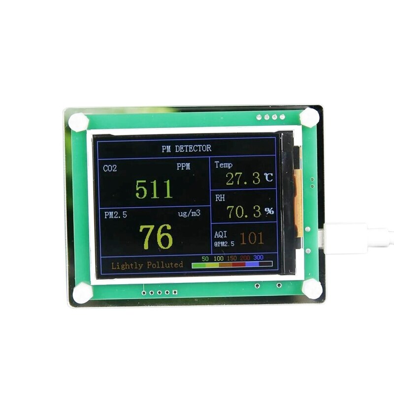 CO2 Kohlendioxid PM 2,5 Detektor Modul Luft Gas Sensor Tester Detektor mit 2,8 Zoll TFT Anzeige Überwachung