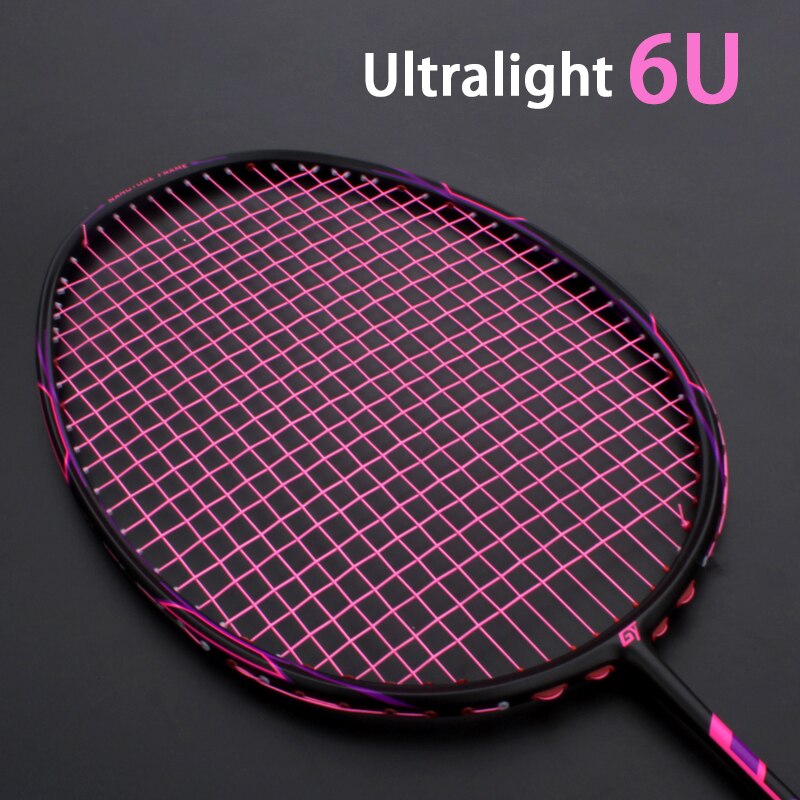 Professionele 100% Full Carbon Fiber Badminton Rackets Snaren Ultra Licht 6U 73G G5 Racket Met Zakken Speed Sport Volwassen: Rood