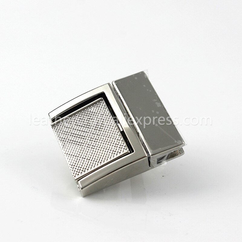Rectangular Metal Press Push Lock Bag Purse Spring Lock Snap Decorative Clasps Closure Leather Craft Diy Hardware Accessory: Small / Silver