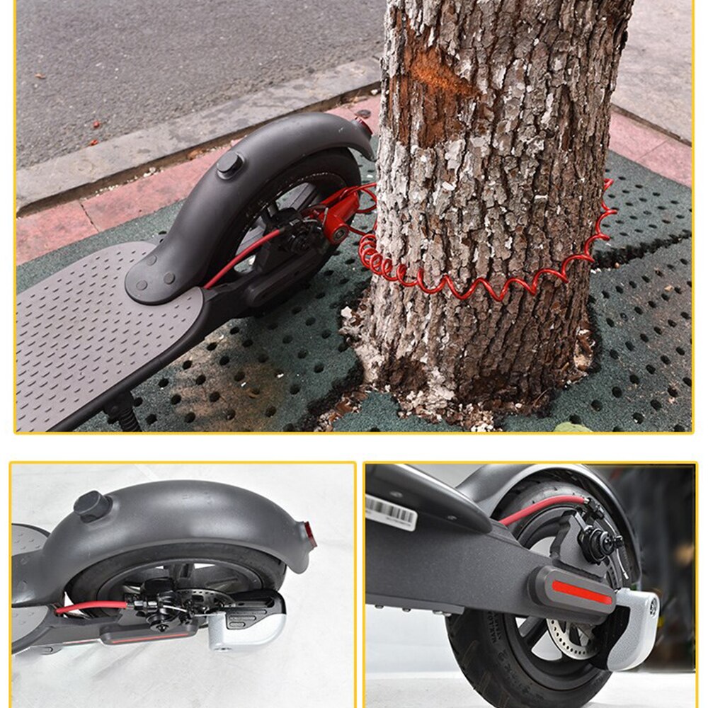 Candado antirrobo para patinete eléctrico, mecanismo de bloqueo de freno de disco para ruedas de scooter, con cable de acero, cerradura para Xiaomi M365