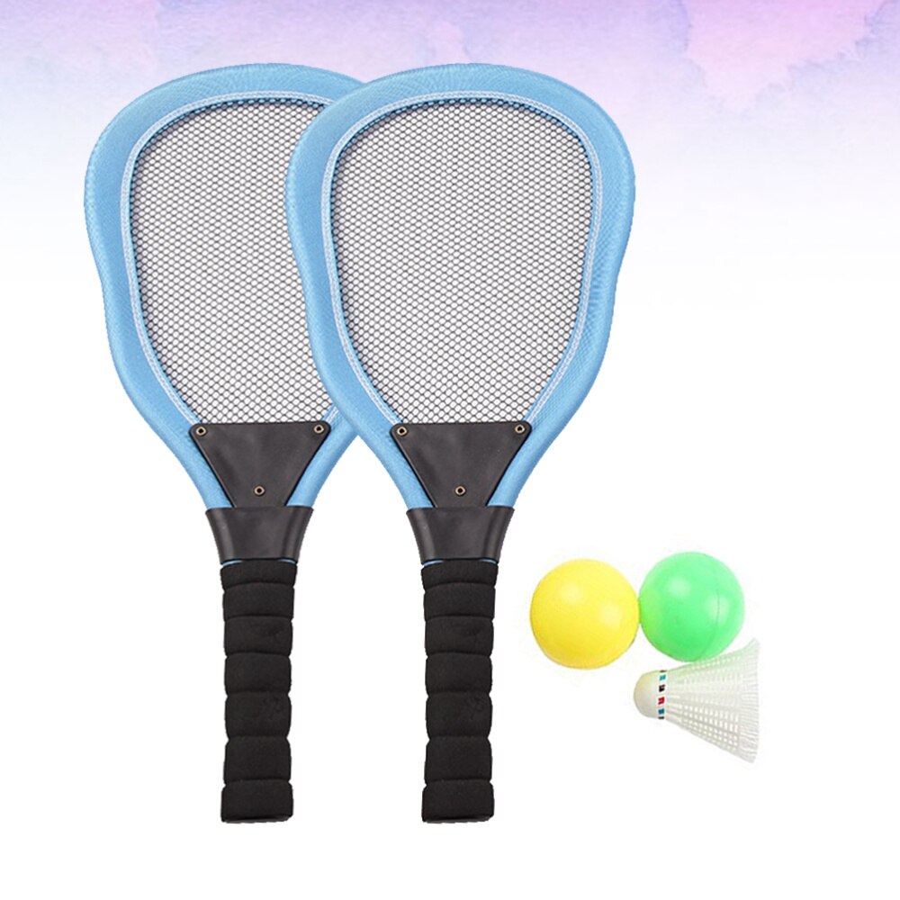 5 stk sport børnetøj kunst tennisracket badminton strandketcher børneforsyninger (rød 2 stk ketsjer  + 1pc badminton: Blå