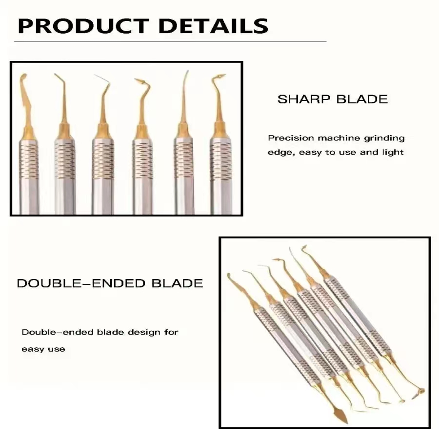 6 teile/satz Zahnkopf Harz Füllstoff Set Dental Composite Harz Füllung Spatel Titan plattiert Griff