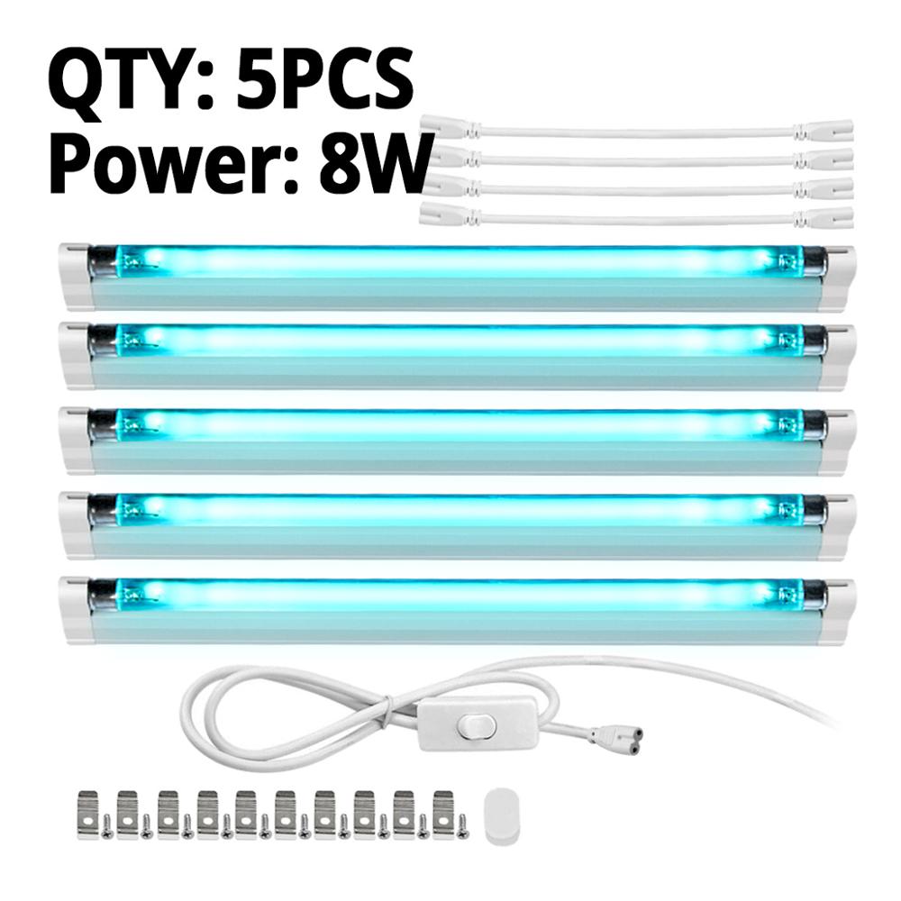 UV-C Uv Quarz lampe 6W 8W UVC T5 Rohr UV Sterilisator Desinfection Bakterizide lampe Keimtötende glühbirne 110V/220V: 5Pcs 8W With Plug / 110V