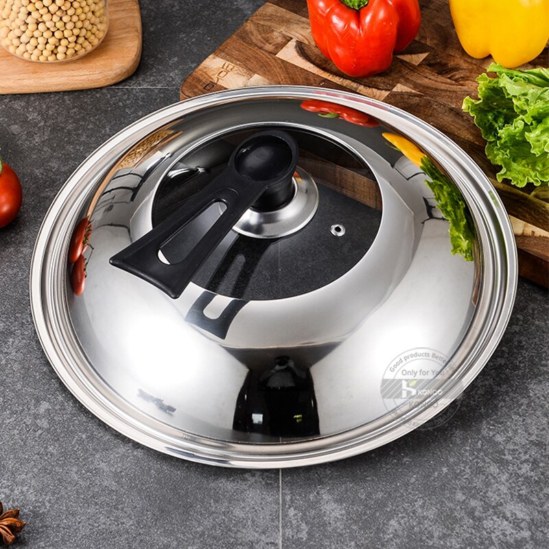 Stainless Steel Pot Lid,Household Frying Pan Lid Anti-scalding Wok Lid Transparent Steamer Lid Universal Glass Lid -32/34/36cm