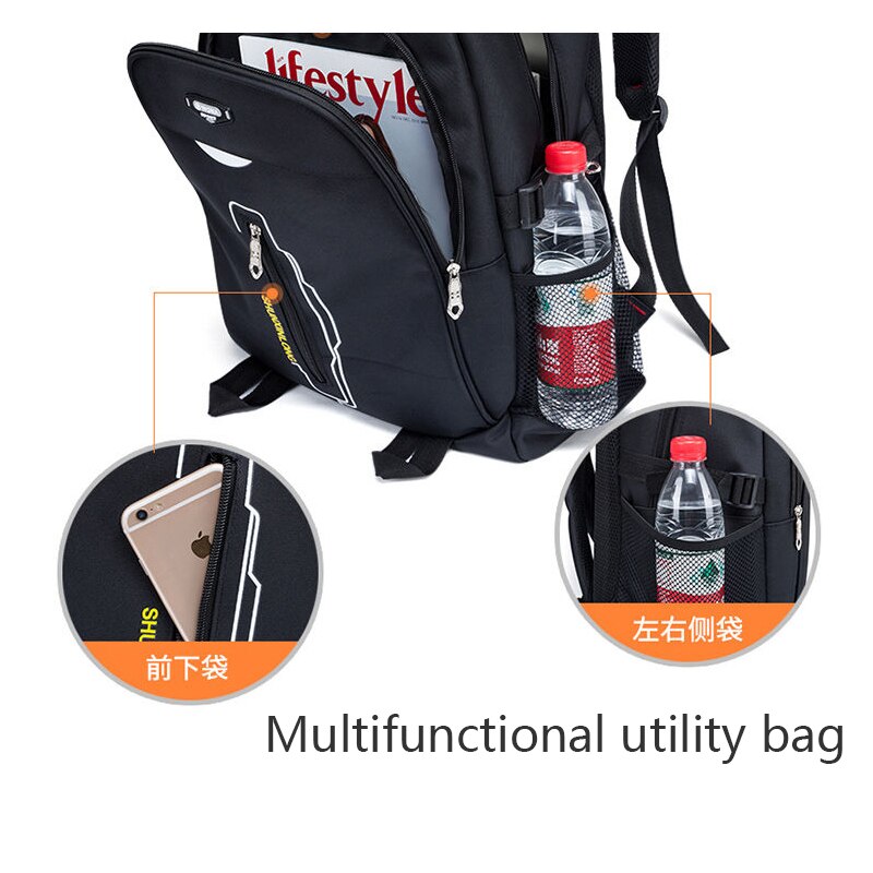 Waterdichte Nylon Schooltassen Voor Tiener Jongens Meisjes Rugzak Mannen Grote Capaciteit Hoge Student Schooltas Vrouwen Bookbags Tiener Zwart