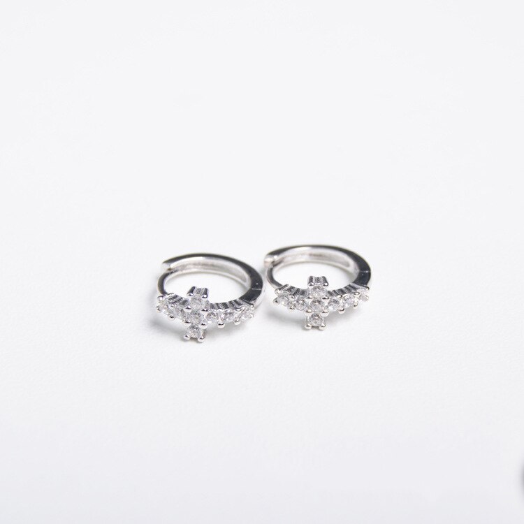925 sterling sølv ørering zirkon kors øre ring øre ben øre spænde sød sød vild trend vilde kvindelige øre smykker: 1 par sølv 10 mm