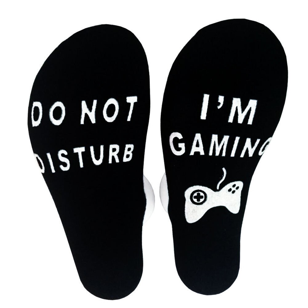 Unisexe nouveauté chaussettes ne pas déranger je suis Gaming drôle lettre imprimé chaussettes MU8669: Black Casual Socks