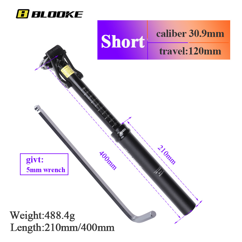 Blooke Fiets Zadelpen Dropper Aanpassing Hoogte Kaliber 30.9 31.6Mm Aluminium Mtb Mountainbike Hydraulische Zitbuis: Short 30.9mm