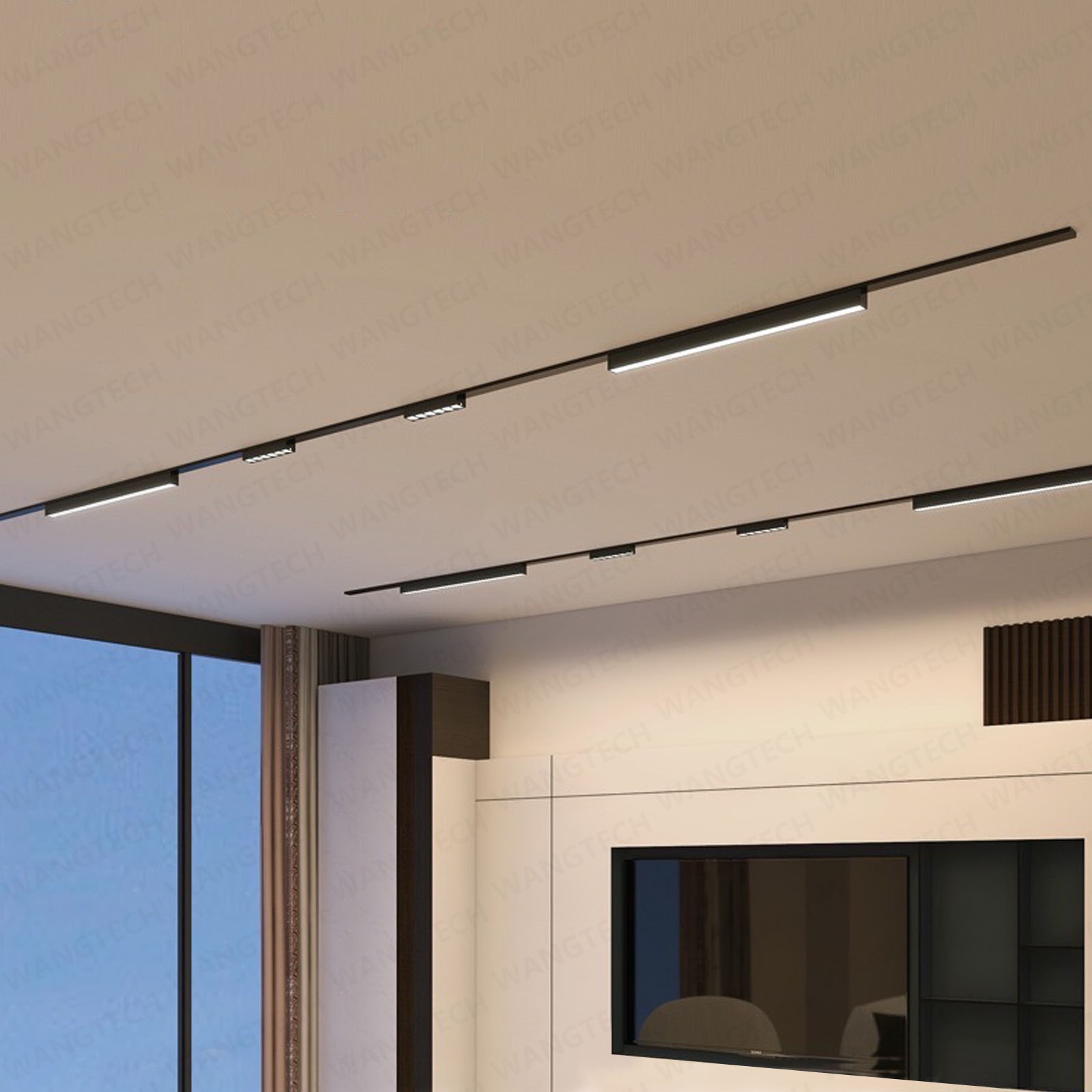 T26 Magnetisch Spoorlicht Opbouw Stukadoors Aluminium Rail LED DC48V Thuisassistent Thuis Woonkamer 1,5 m/2 M Zwart Wit