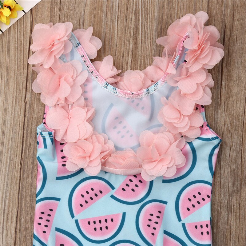 Toddler spædbarn baby piger i et stykke dragter vandmelon badedragt badetøj rygløse blomst bikini svømningdragt