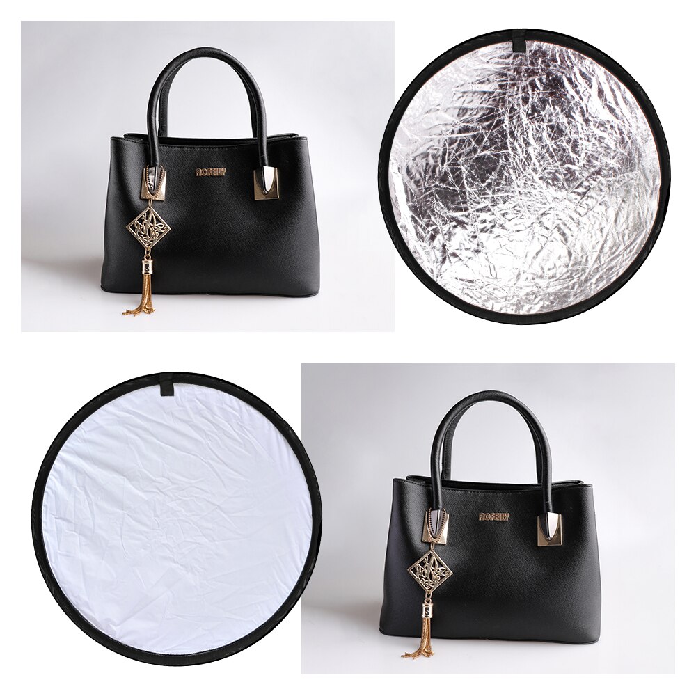 2 in 1 30cm/12 Inch Reflector Collapsible Photography Light Round Portable White Siliver For Studio Multi Photo Disc Diffuers