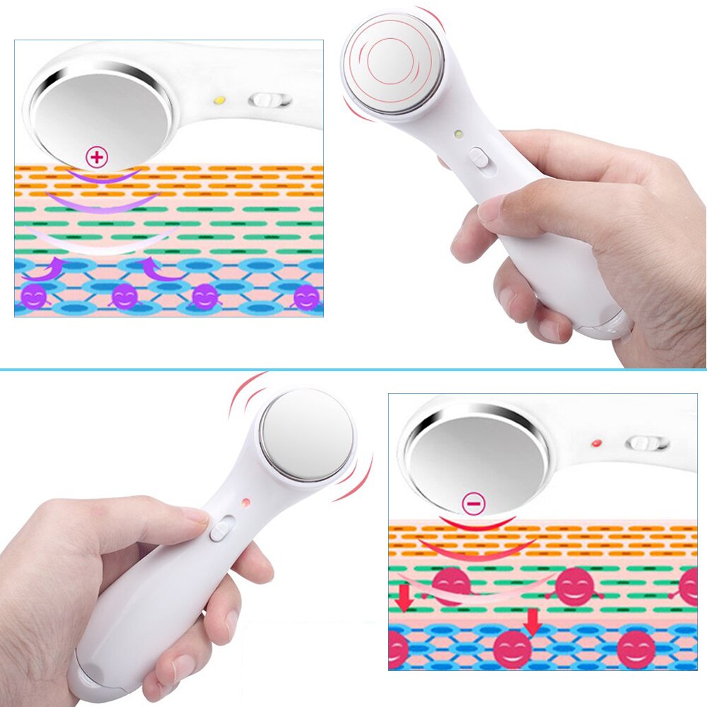 Instrumento de masaje de vibración Facial, iones de Galván negativos, calefacción, importación, dispositivo de belleza Facial