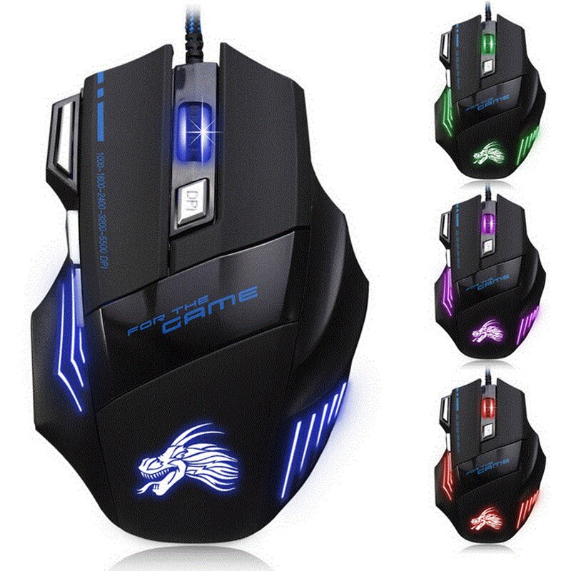 5500 DPI Gaming Mouse 7 Buttons LED Optical USB Wired Mice for Pro Gamer