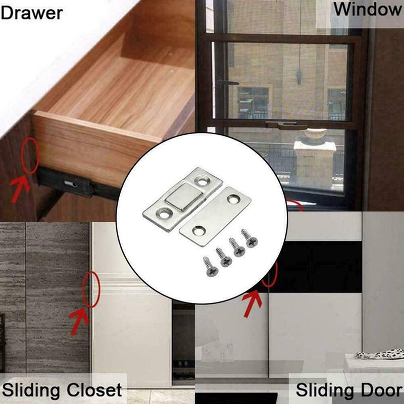 Strong Magnetic Door Closer Cabinet Catch Latch Cupboard Ultra Thin Closer Lock