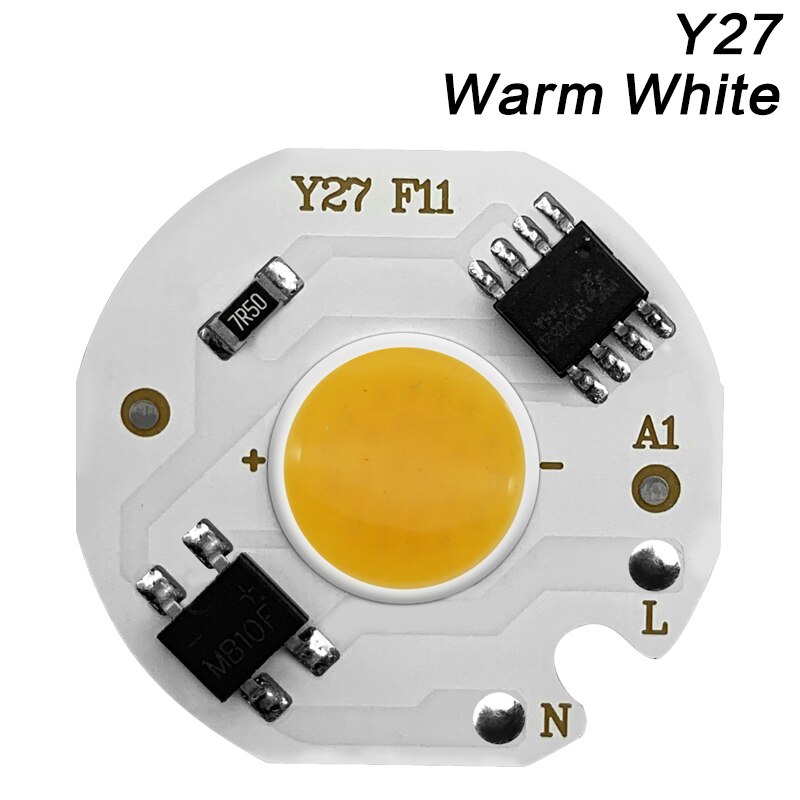 5 stk cob led lampe chips  ac 220v 3-9w led pære lampe smart ic driver pærer lys diy spotlight downlight chips utendørs flomlys: Y27 varmhvit / 3w