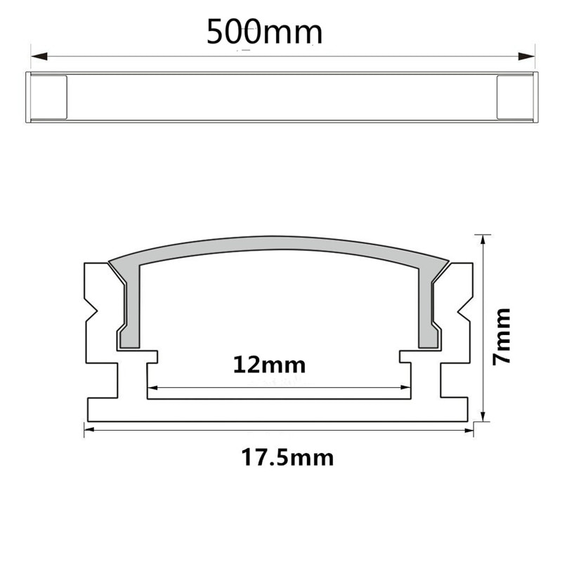 2-30 sets / lot 0.5 m 12 mm LED strip aluminum profile for LED linear luminaire, LED aluminum profile flat aluminum body