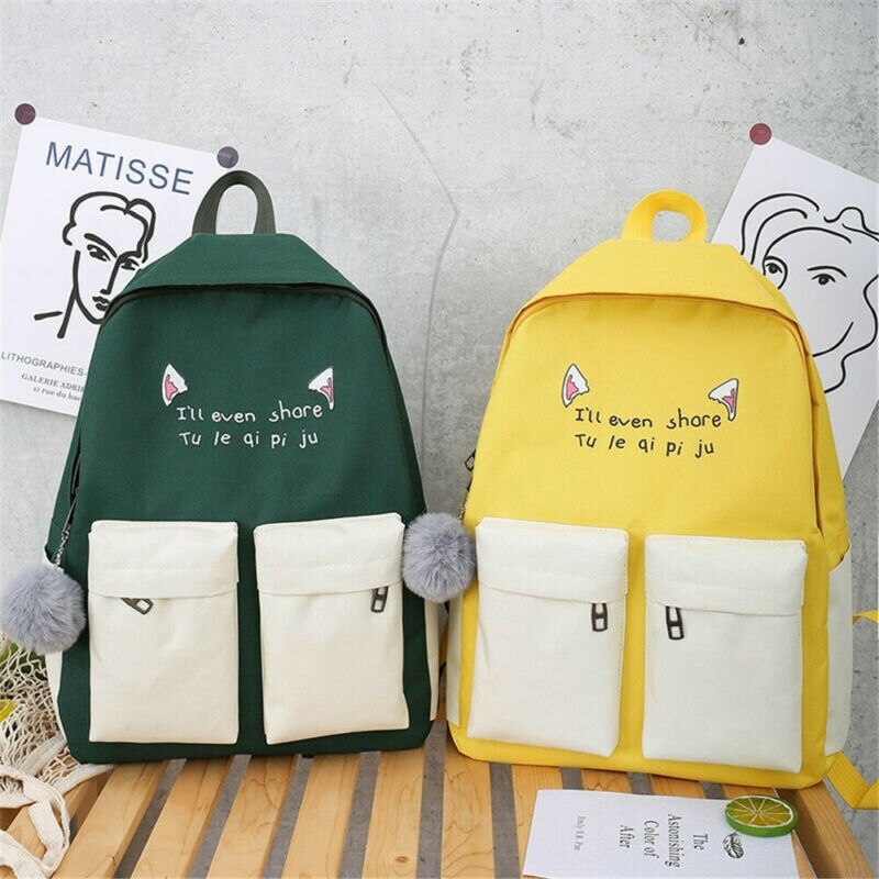 4Pcs/set Women School Backpacks canvas Schoolbag For Teenagers Girls Student Book Bag Boys Mochilas patchwork Backpacks