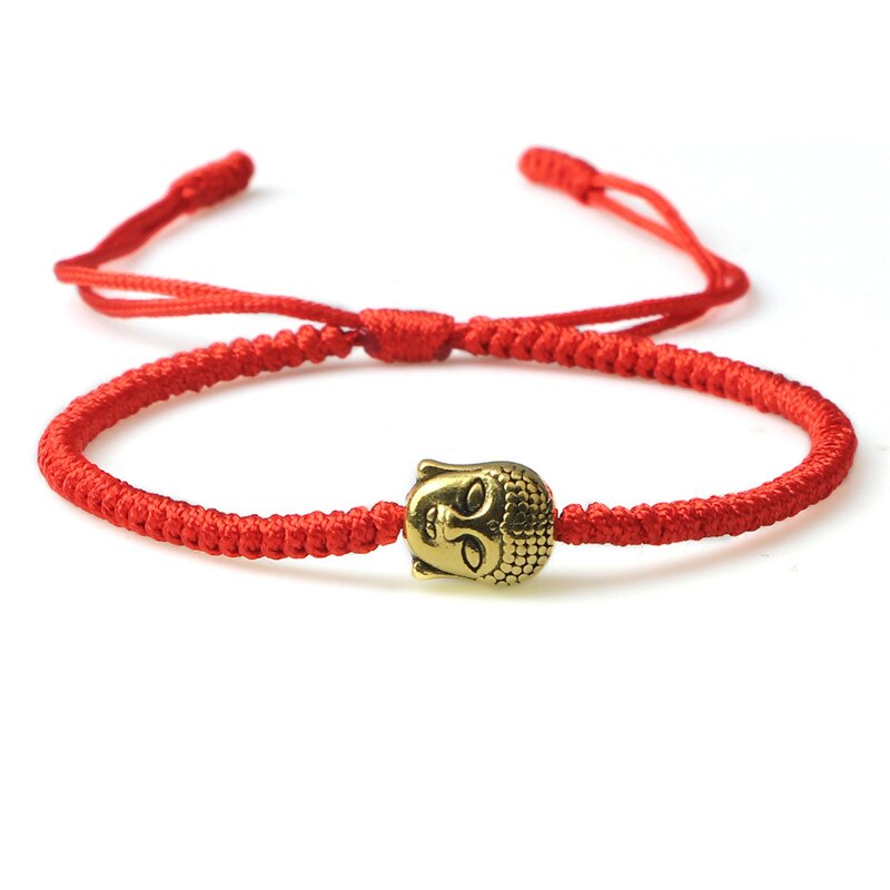 Gouden Boeddha Hoofd Mode Armband Classic Rood Zwart Bruin String Charm Voor Vriendschap Gevlochten Armbanden Handgemaakte Sieraden: red-1