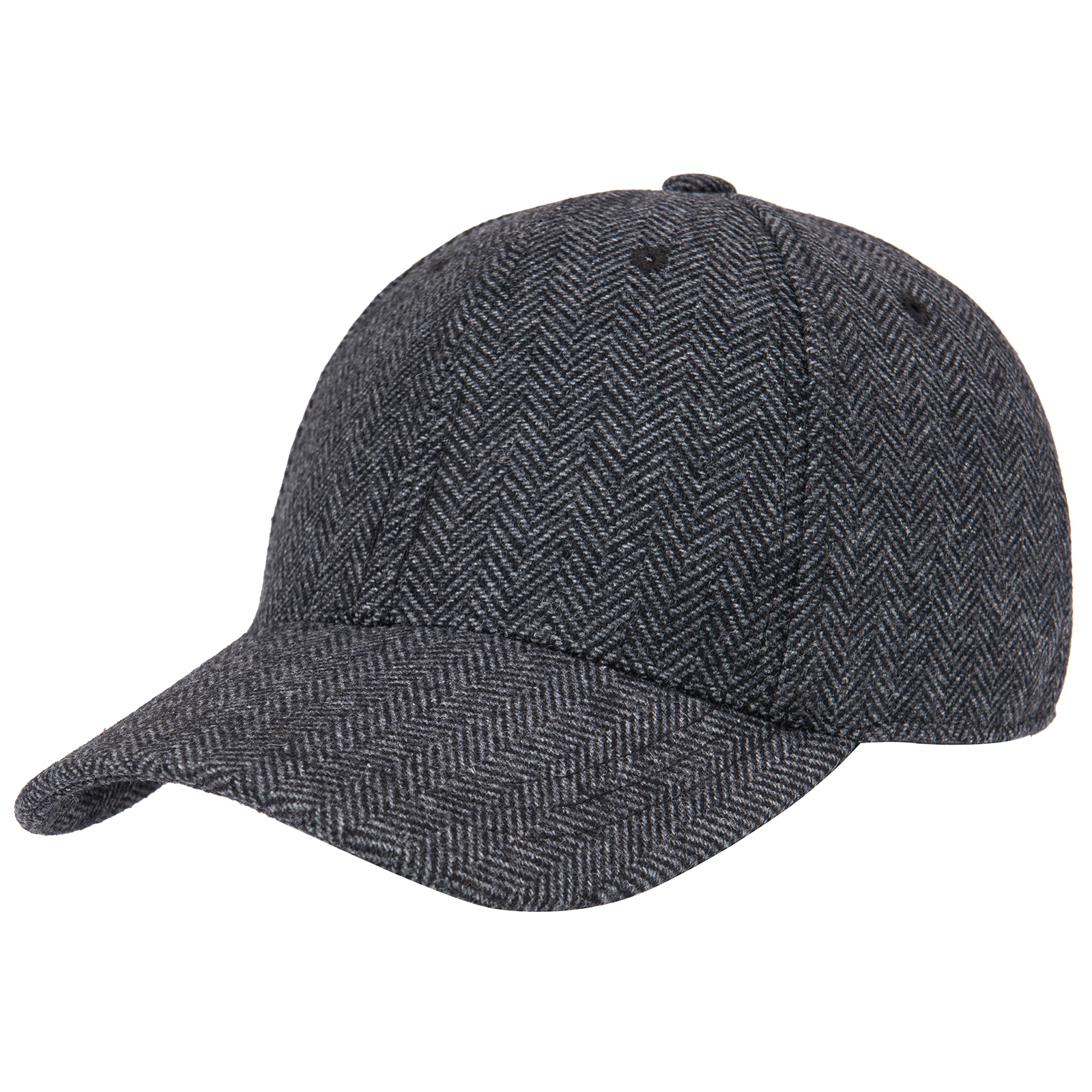 Botvela herrkeps i fiskbensmönstrad tweed, klassisk, åtsittande hatt i ullblandning , 835