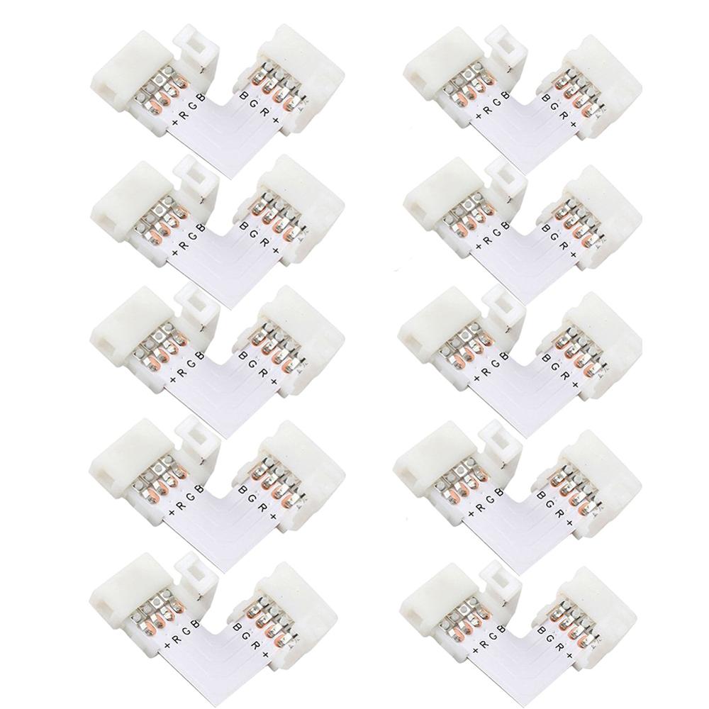 10mm 4 Pin L Shape Led Rgb Connector For Connecting Corner Right Angle 5050 RGB LED Strip Light L Shape LED Connector: Default Title