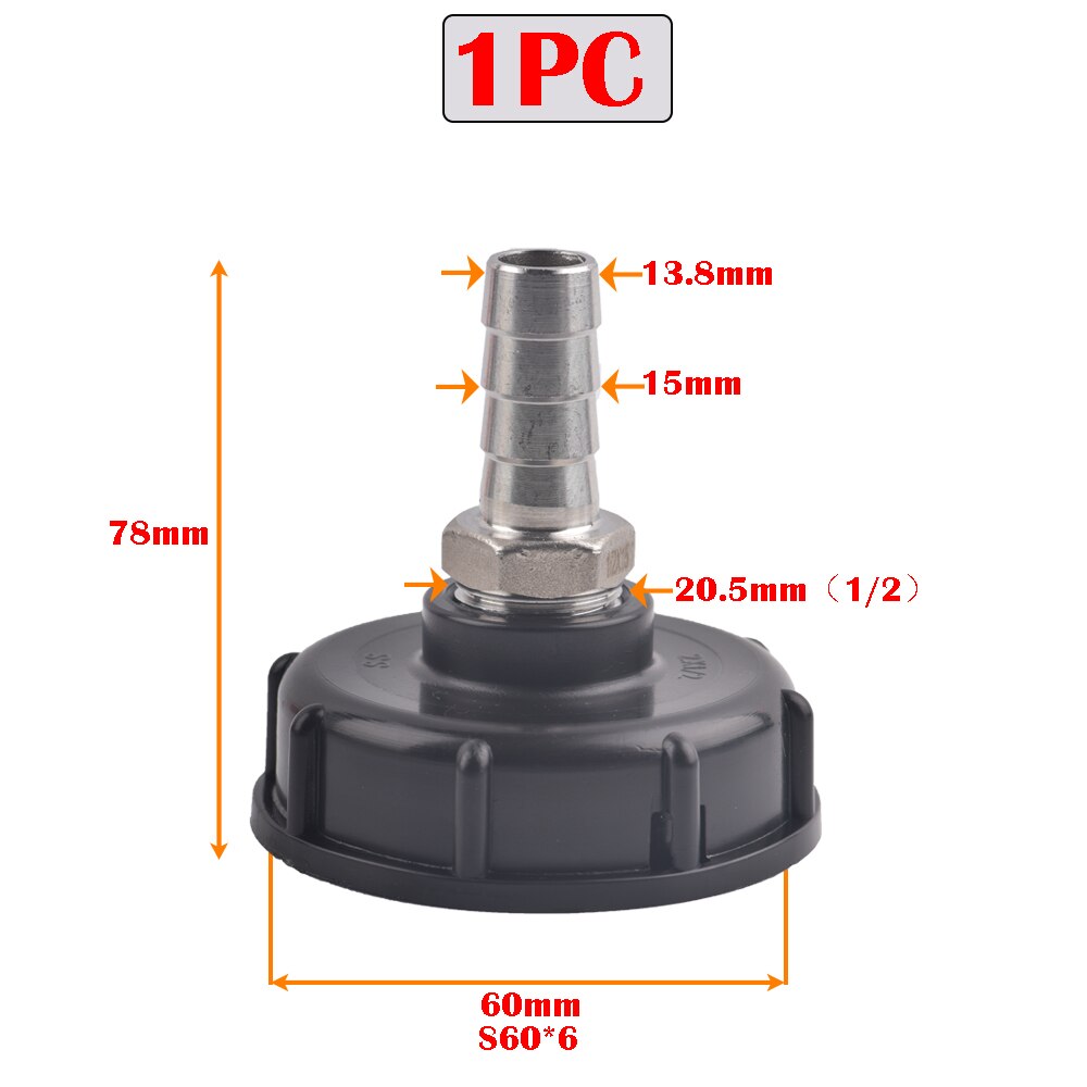 1/2" 3/4" 1" Female Thread IBC Tank Adapter Water Tap Connectors Valve Replacement Fittings Garden Agriculture Irrigation Tools: E