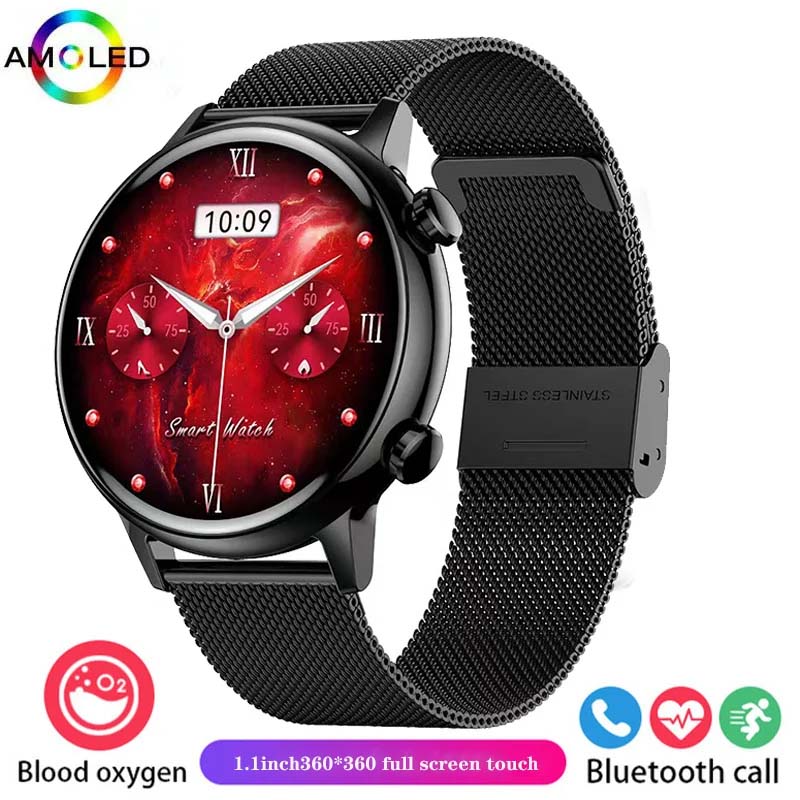 Montre intelligente étanche pour femme, écran HD AMOLED, appel Bluetooth, NDavid, santé, IP68, , 2024, 18mm: GRIS
