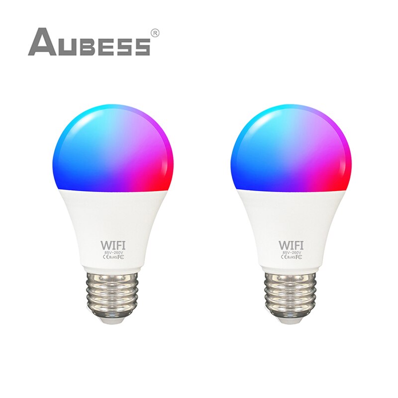 AUBESS – ampoule connectée Tuya, lampe LED RGB E27, 15W, wi-fi, variable, pour maison connectée, application Smart Life, commande vocale, Alexa, Google Home: 2 Pieces