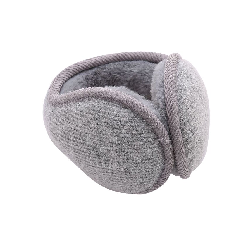 Winter Soft Fleece Earmuff Rabbit Plush Warm Foldable Women Men Ear Mask Collapsible Ear Muffs Ear Warmers Windproof Ear Cap: Gray