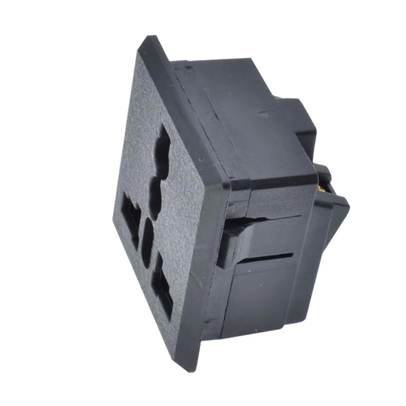 AC socket panel British standard three plug with security door 13A black lock screw embedded cabinet desktop socket module