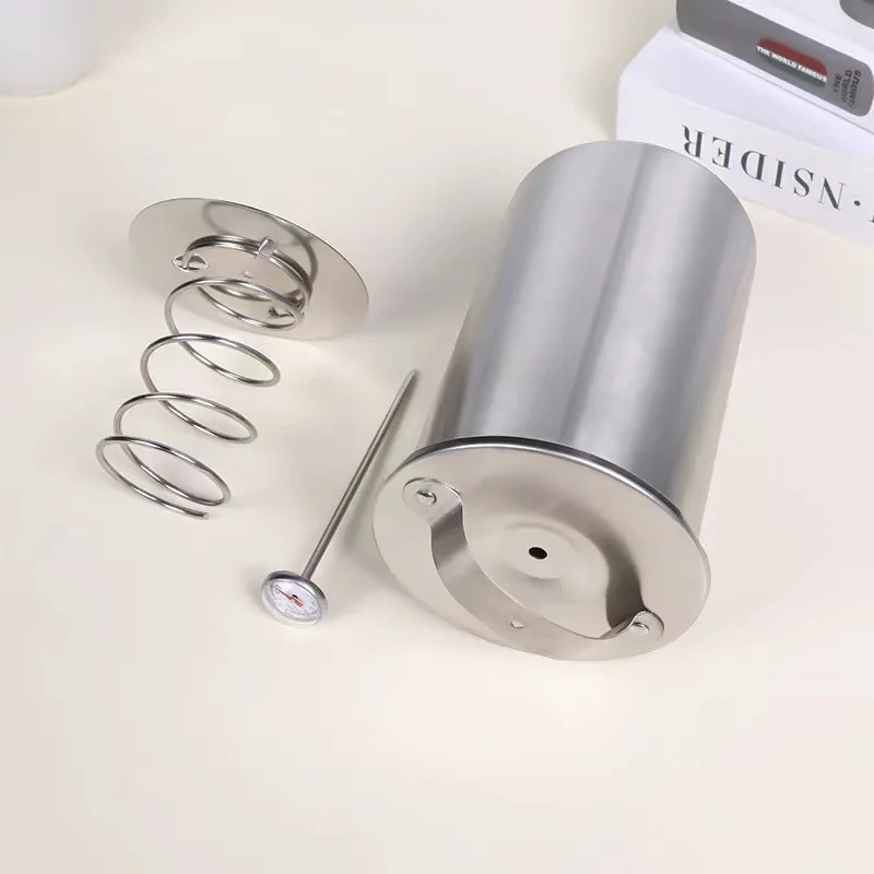 Stainless Steel Steamed Meat Pot Meat Press Cooker Ham Press with Thermometer Steamed Meat Bucket Home Kitchen Cooking Bake Tool