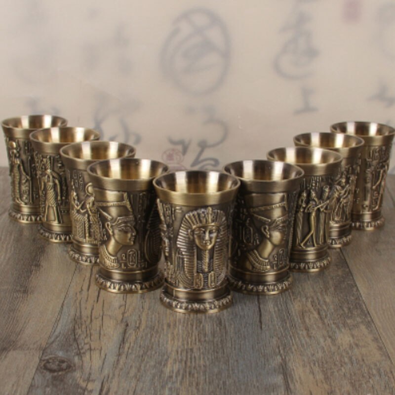 40ml Top Grade Metal Cocktail Champagne Metal Alloys Shot Glass Whisky Wine Egyptian Pharaoh Shot Cup Wine Beer Mug tumbler