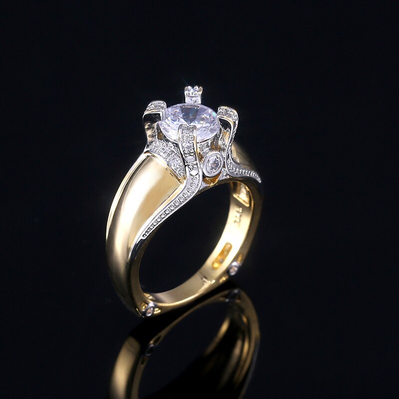 Huitan Claddagh Gouden Kleur Punk Stijlvolle Vrouwen Ringen Met Aaa Crystal Steen Griffenzetting Prachtige Femme Sieraden Ring