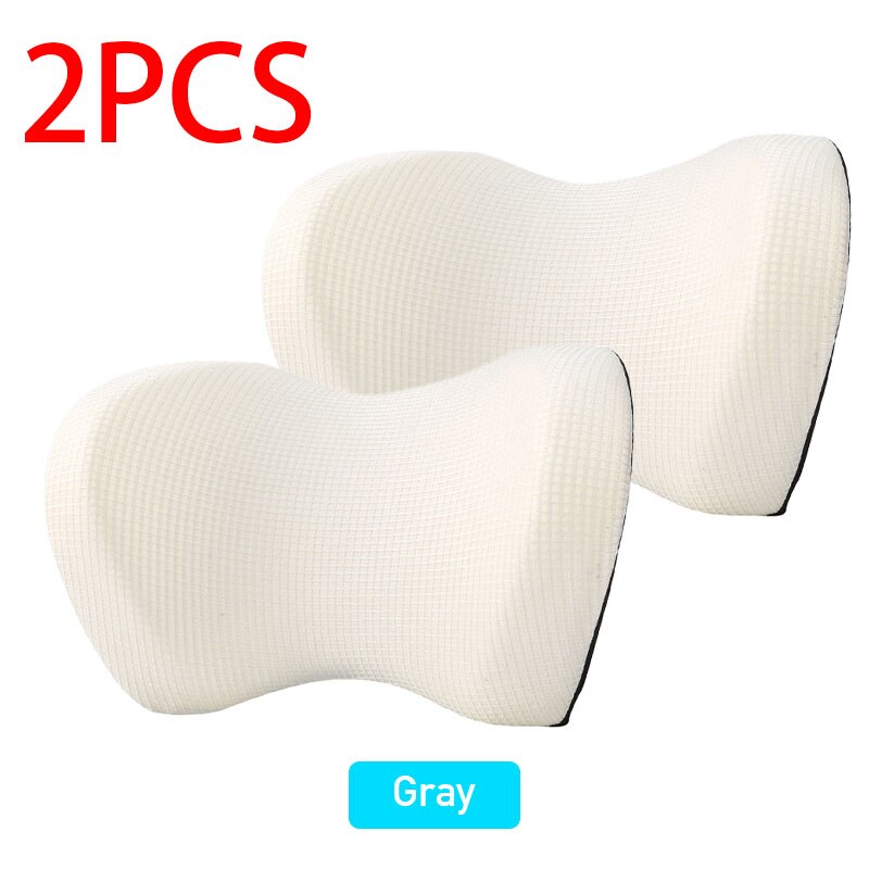 Oreiller de cou pour appui-tête de voiture, support de cou universel, siège de voiture, repose-nuque, oreiller de voyage en coton à mémoire de forme pour soulager les douleurs cervicales: Oreiller gris 2 pièces