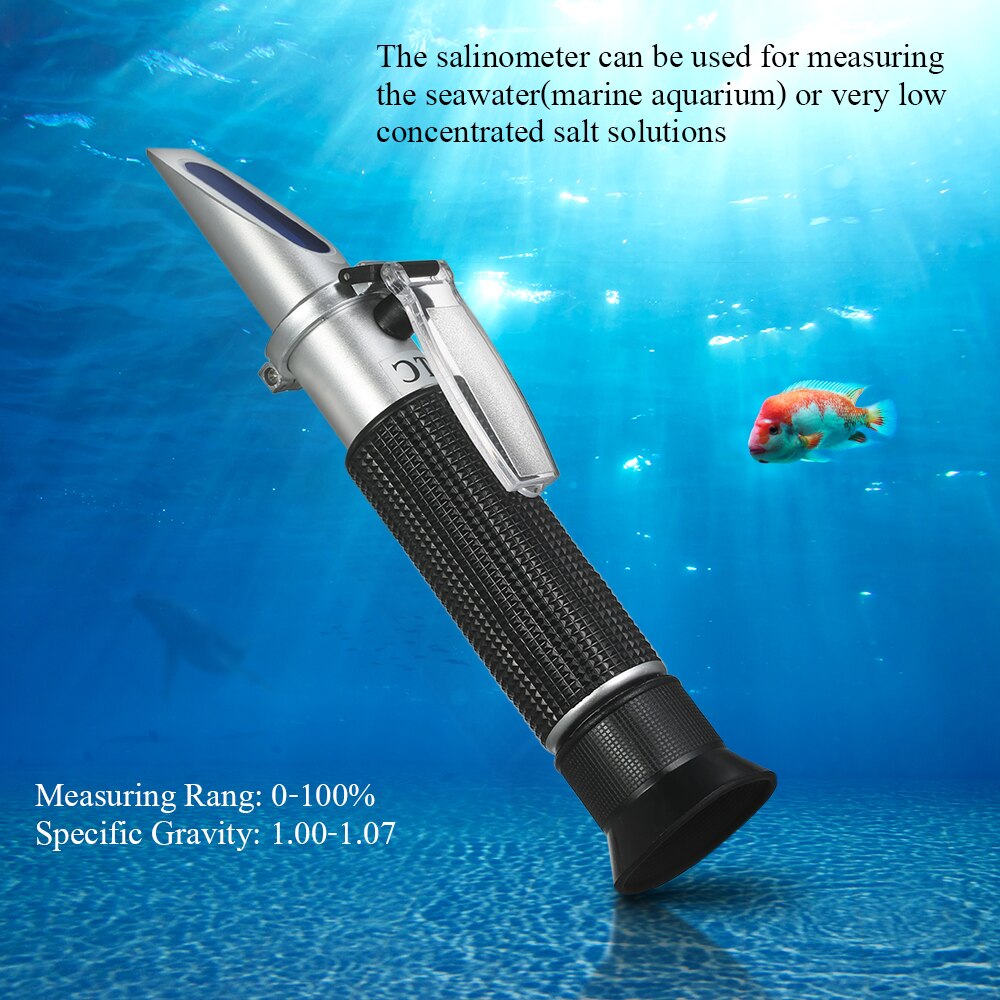 ATC Salinometer Seawater Salinity Refractometer with 0-100% Measuring Range 1.00-1.07 Specific Gravity