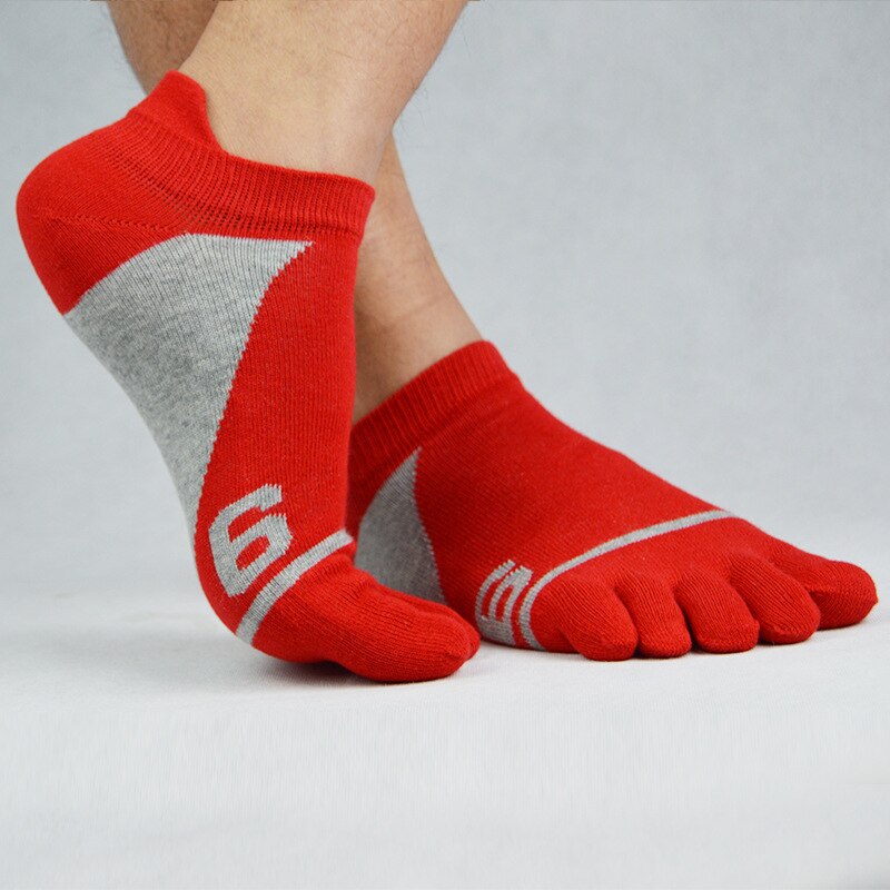 1 Pair of Five Finger Socks Breathable Unisex Men Women Socks Sports Ideal For Five 5 Finger Toe Shoes Skarpetki na palce: Red