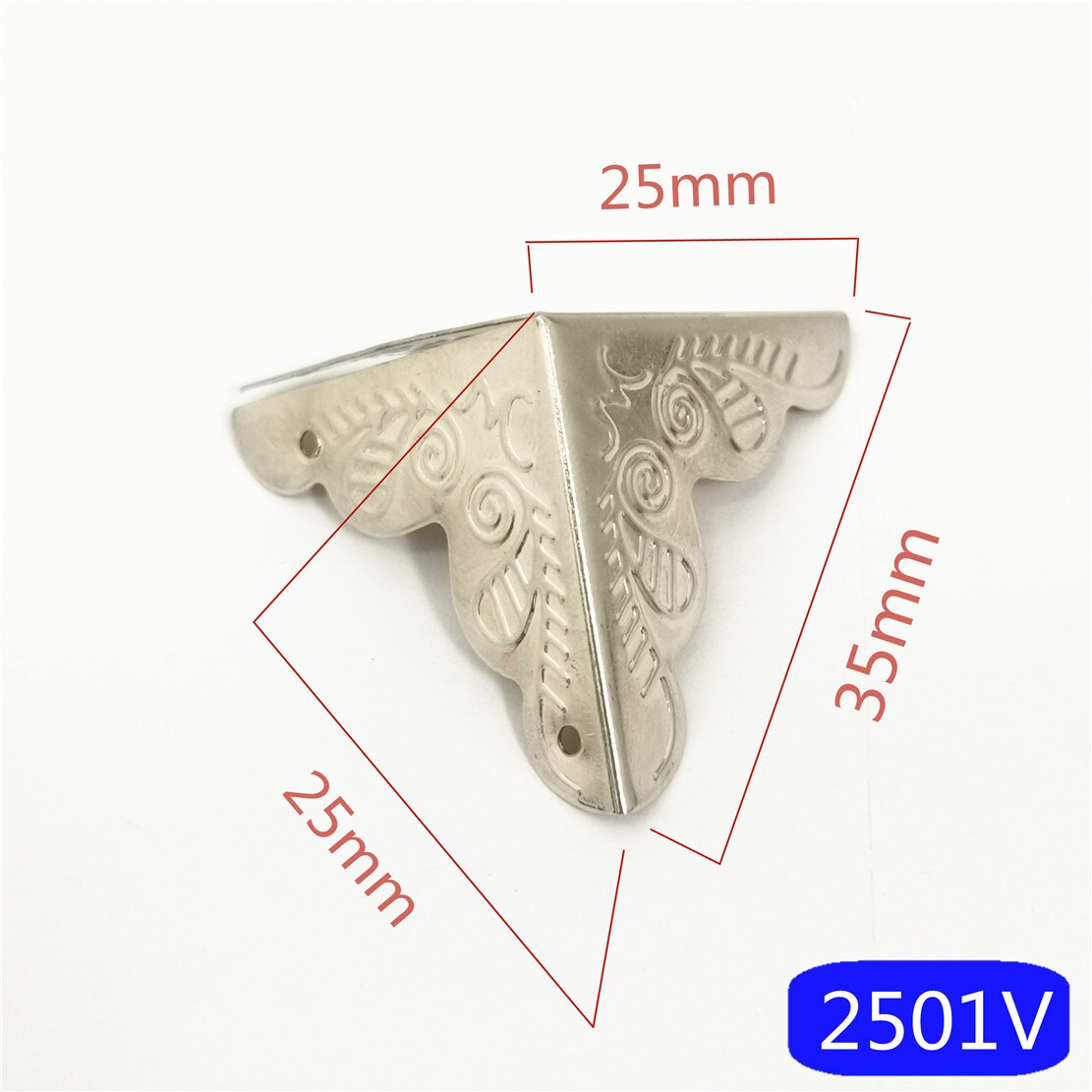 12 stks/partij Doos Hoeken Beugels Decoratieve Hoek Voor Meubels Decoratieve Driehoek Rotan Gesneden Antiek messing/Zilver/Gouden: Silver