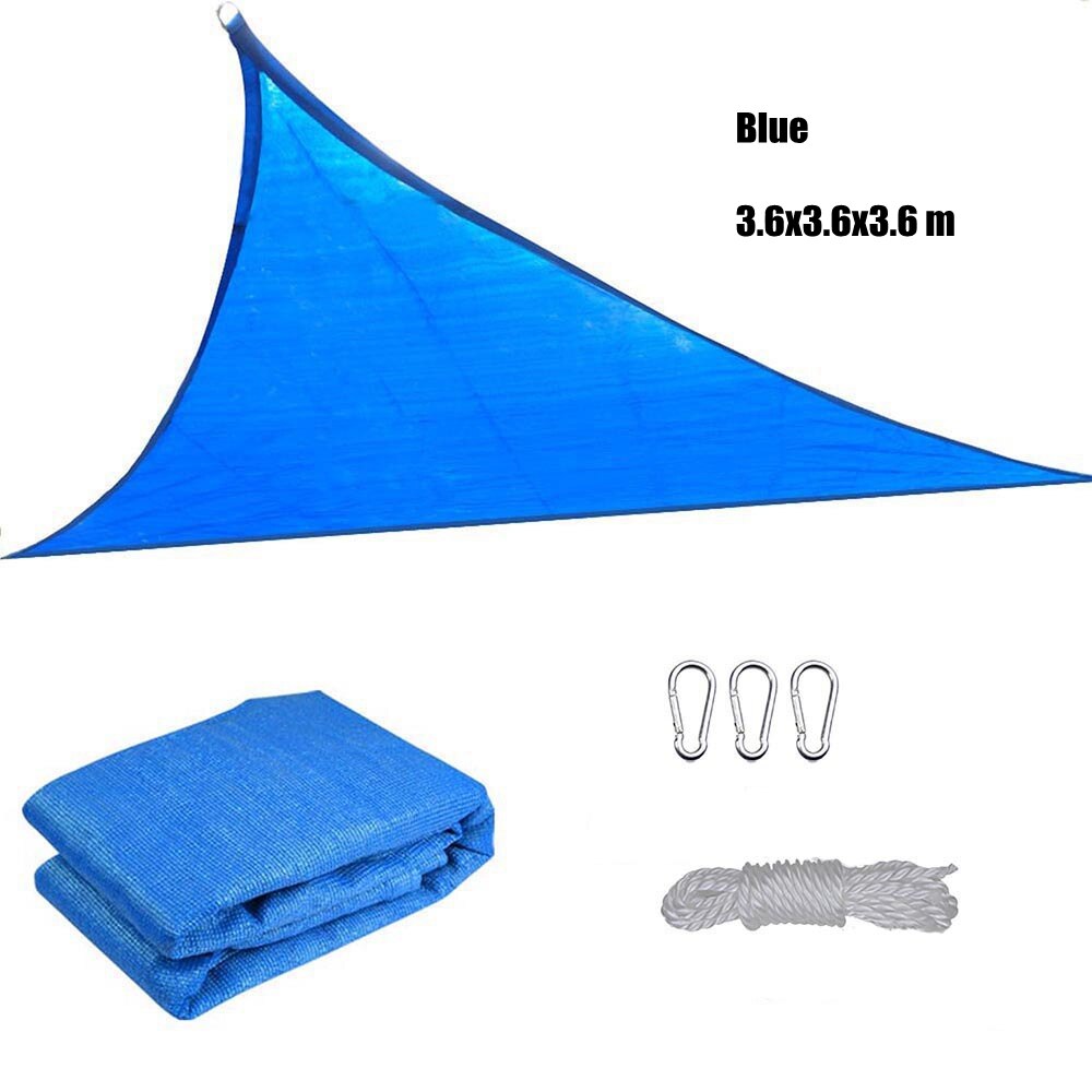 Toldo Triangular Anti-UV HDPE para exteriores, toldo para jardín, Patio, piscina, toldo de vela de sombra, cubierta de planta, tela de sombreado a prueba de viento: Blue 3.6x3.6x3.6m