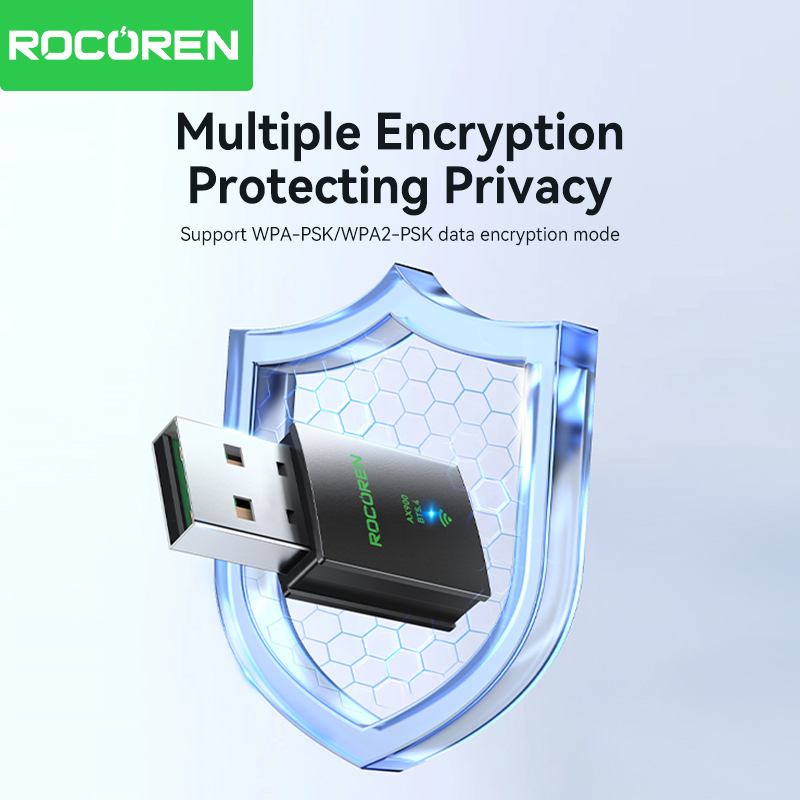Rocoren AX900 USB WiFi 6 Bluetooth 5.4 Adapter 2in1 Dongle Dual Band 2.4G&5GHz USB WiFi Network Wireless Receiver DRIVER FREE
