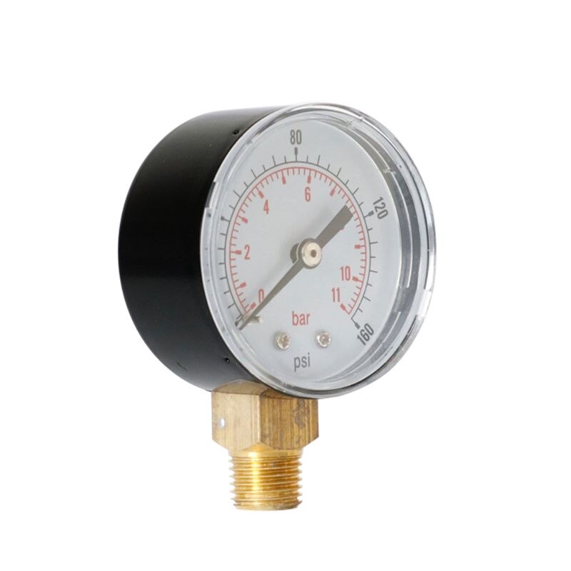 Trykkmåler 52mm 1/4 "bspt vertikal 15,30,60,100,150,300 psi & bar bunnfeste