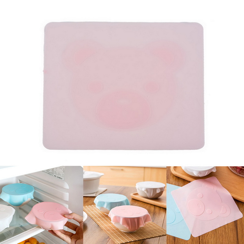 Hoomall Food Grade Silicone Wrap Food Fresh Keeping Saran Lid High Stretch Seal Vacuum Container Cover Storage Lids Kitchen Tool: red with pattern