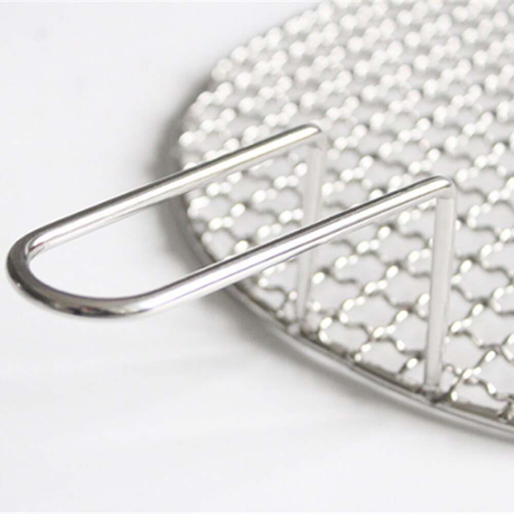 Parrilla redonda de acero inoxidable para barbacoa, rejilla para parrilla casera, herramienta para parrilla, redes de hierro, accesorios para barbacoa, esterilla antiadherente para barbacoa, rejilla con mango