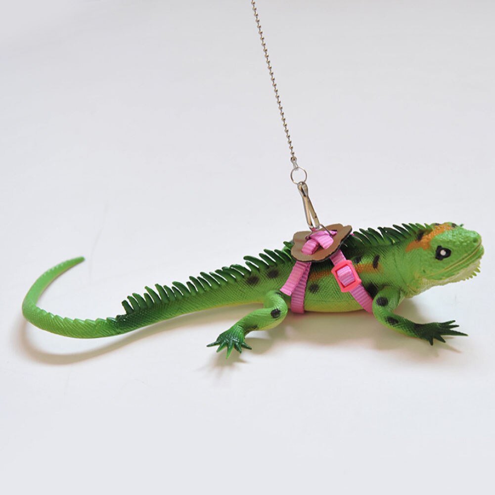 Skægget drage krybdyr firben gecko critters justerbar sele snor holde reb: Lyserød