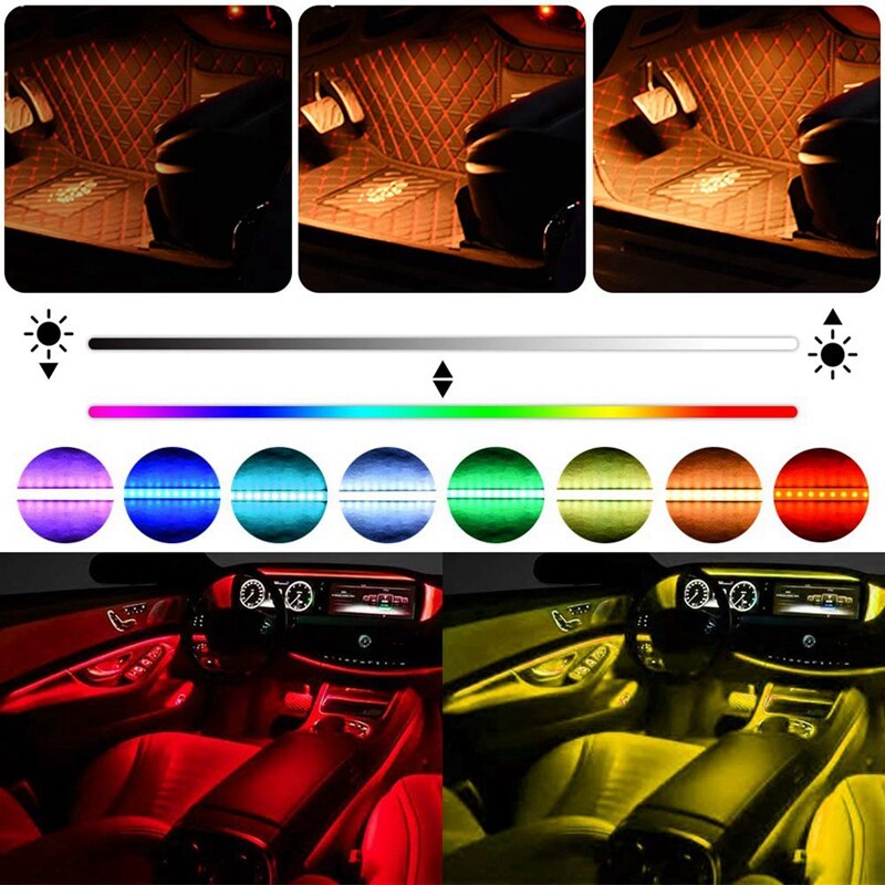 1pcs Foldable Car Racing Trailer Ring Tow Hook & 4pcs Car RGB LED Strip Lights APP Controlled, Waterproof with 48 LEDs