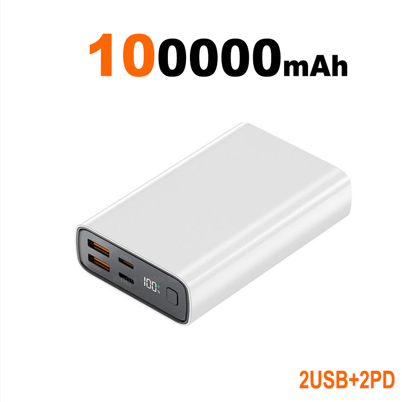For Xiaomi 120W 100000mAh High Capacity Power Bank 2USB+2PD Fast Charging Powerbank Portable Battery Charger For iPhone Huawei: green