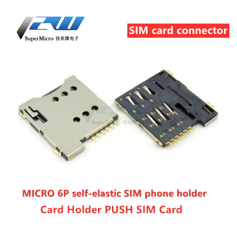 6 pin push micro SIM card slot holder slot connector replacement, KA-285