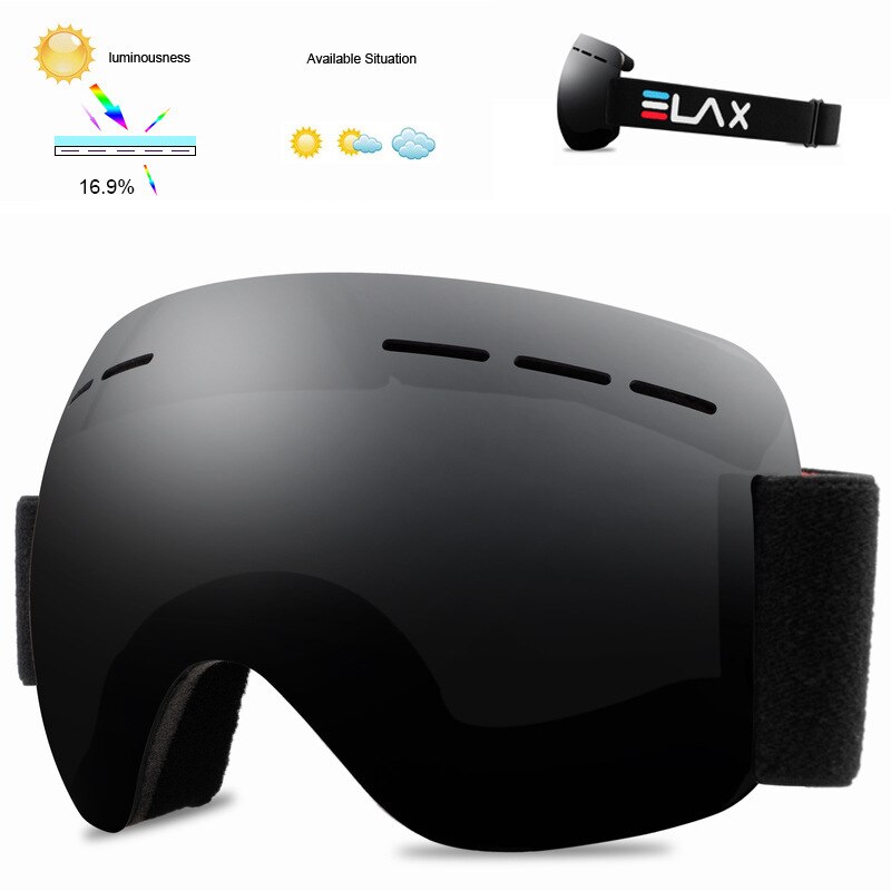 ELAX gogle narciarskie UV400 duże narciarskie maski okulary narciarstwo śnieg gogle snowboardowe kobiety mężczyźni okulary skuterów śnieżnych