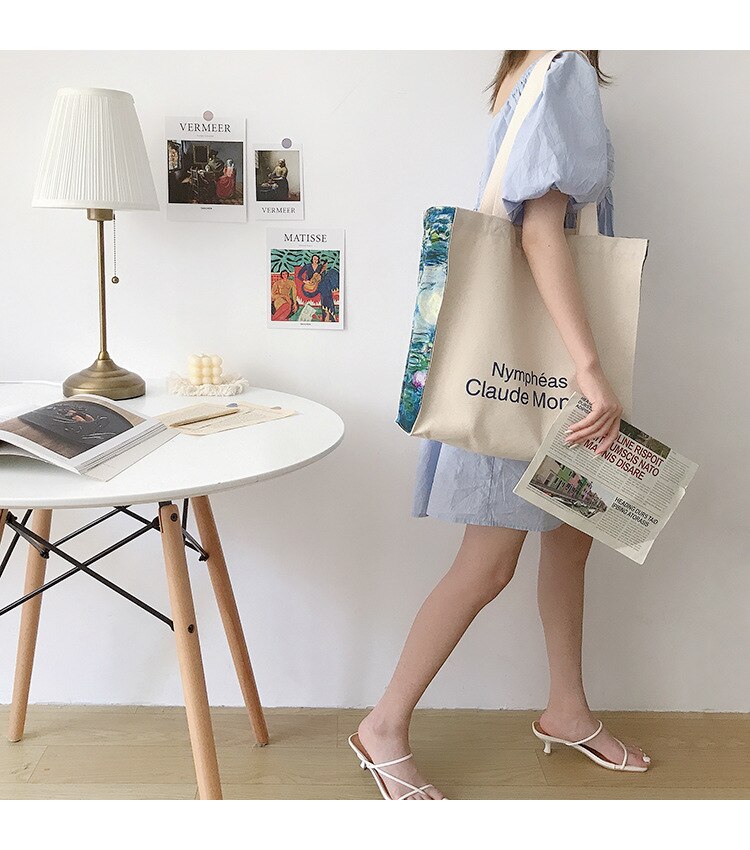 Vrouwen Canvas Boodschappentassen Vrouwelijke Liefde Filosofie Dagelijkse Schoudertassen Dames Olieverf Boeken Tas Handtassen Tote Voor Meisjes