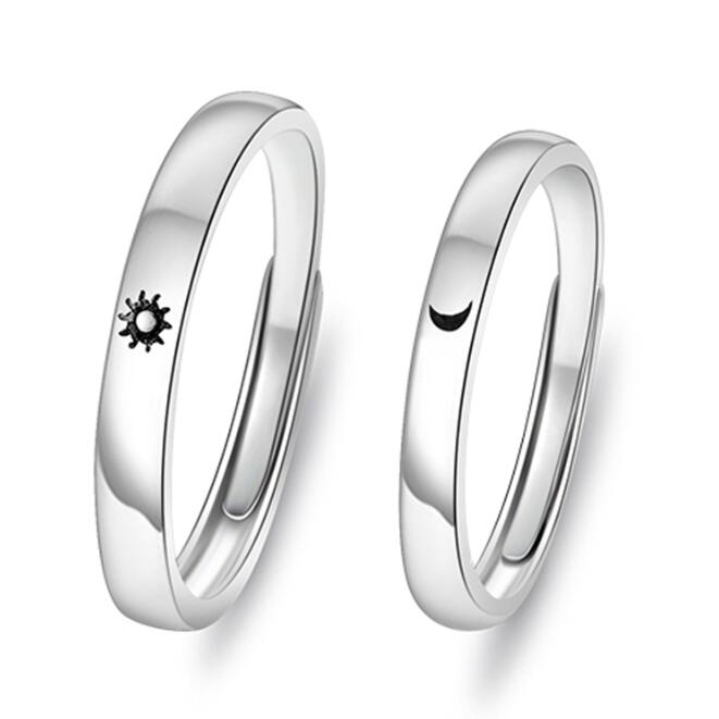 Korea Style Couple Silver Plated Ring Sun Moon Star Islam Religious Couples Rings Power Lovers Jewelry